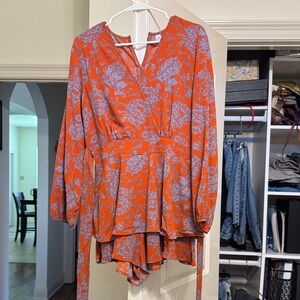 Orange and Purple Floral Romper